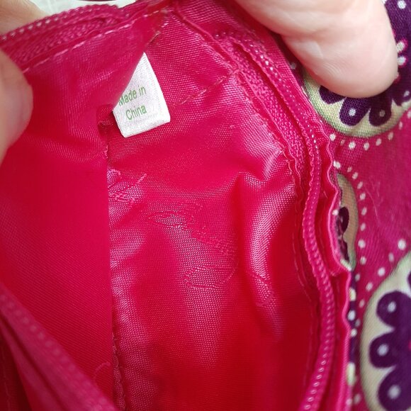 Vera Bradley Pink Paisley Push Lock Id And Card Wallet - Picture 7 of 9